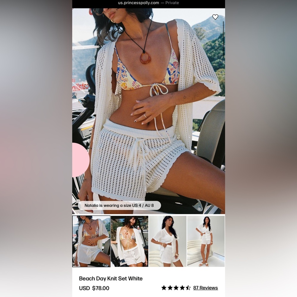 Princess Polly Cream Knit Beach Day White Set